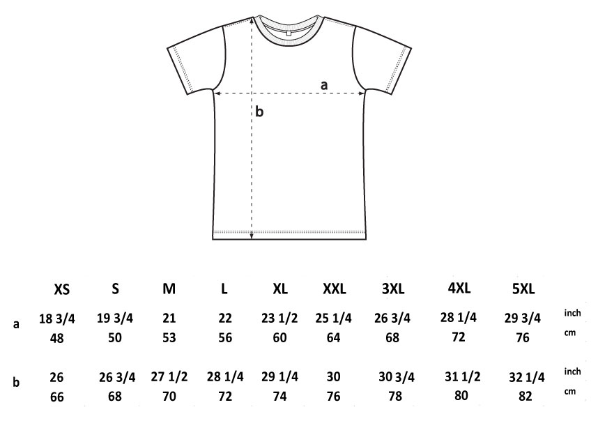 Unisex T Shirt Size Chart Uk